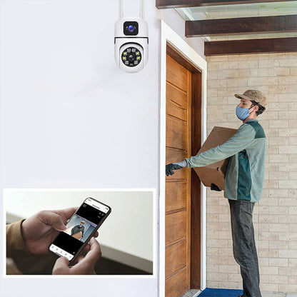 Вулична WiFi камера відеоспостереження 8Мп, Dual Lens E10 / Зовнішня камера спостереження / Поворотна вайфай камера