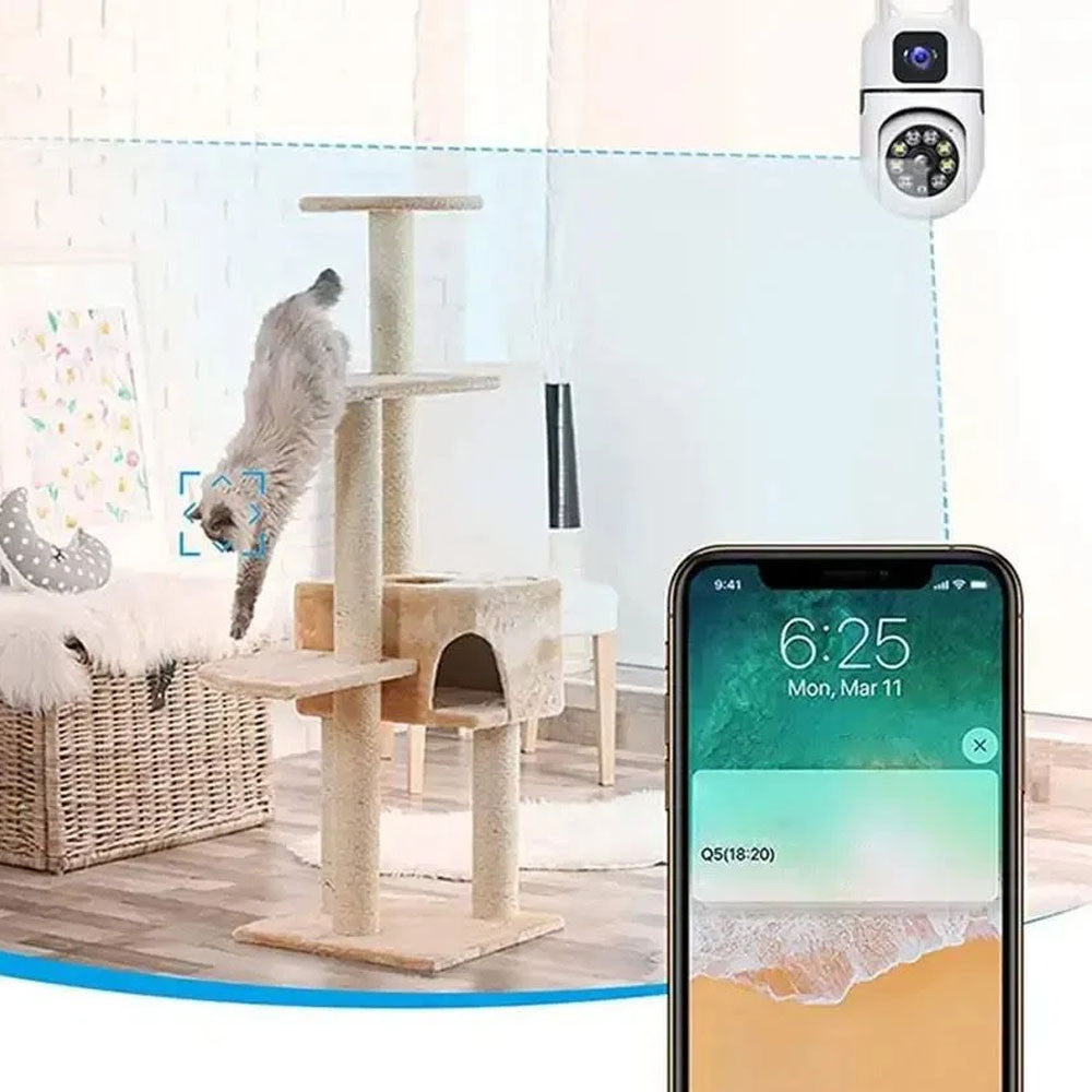 Вулична WiFi камера відеоспостереження 8Мп, Dual Lens E10 / Зовнішня камера спостереження / Поворотна вайфай камера