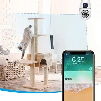 Вулична WiFi камера відеоспостереження 8Мп, Dual Lens E10 / Зовнішня камера спостереження / Поворотна вайфай камера