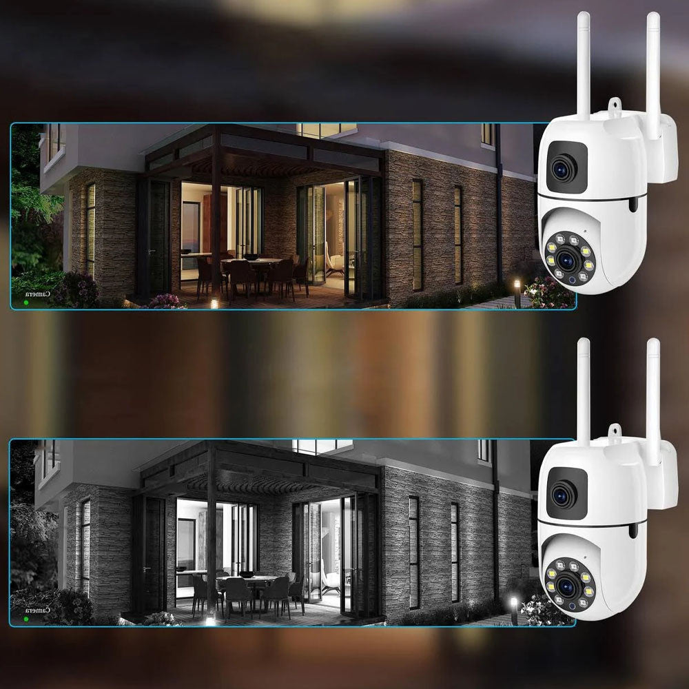 Вулична WiFi камера відеоспостереження 8Мп, Dual Lens E10 / Зовнішня камера спостереження / Поворотна вайфай камера