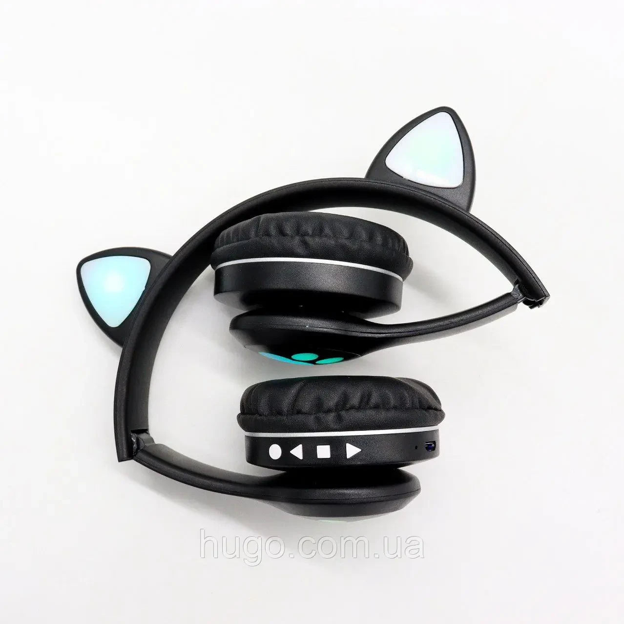 Бездротові навушники Котячі вушка VZV-23M, Чорні / Дитячі навушники з підсвічуванням та мікрофоном