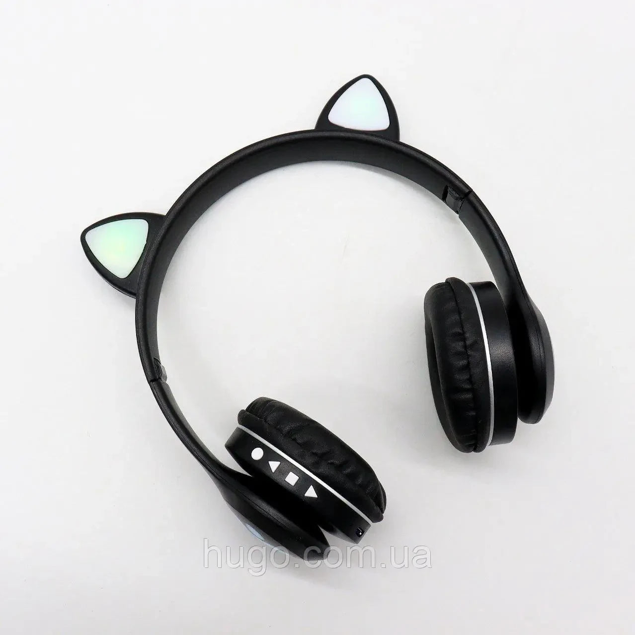 Бездротові навушники Котячі вушка VZV-23M, Чорні / Дитячі навушники з підсвічуванням та мікрофоном
