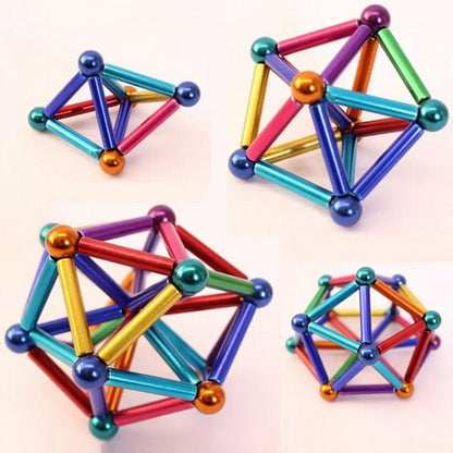 Магнітний конструктор палички та кульки, на 63 елементи / Дитячий конструктор для розвитку на магнітах