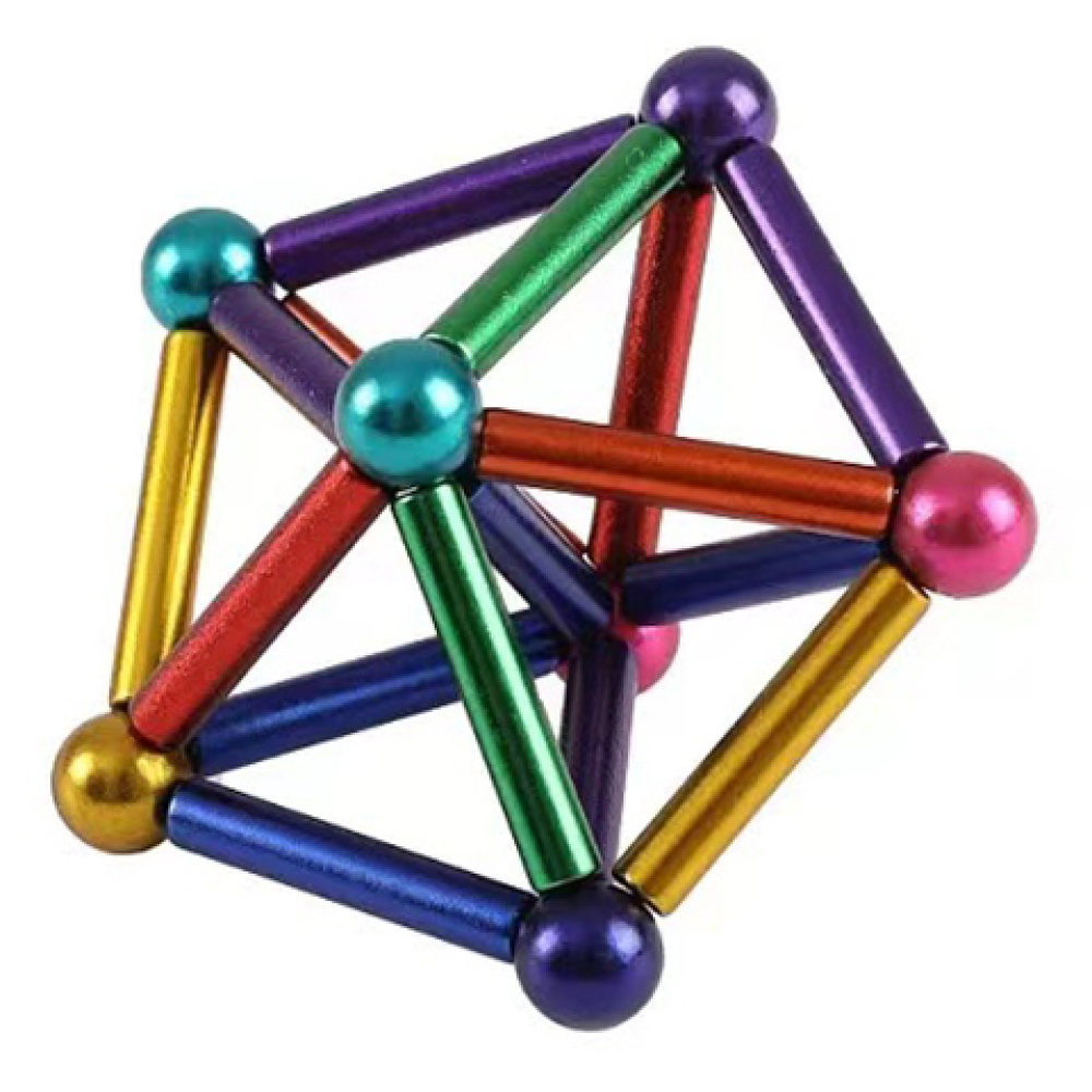 Магнітний конструктор палички та кульки, на 63 елементи / Дитячий конструктор для розвитку на магнітах