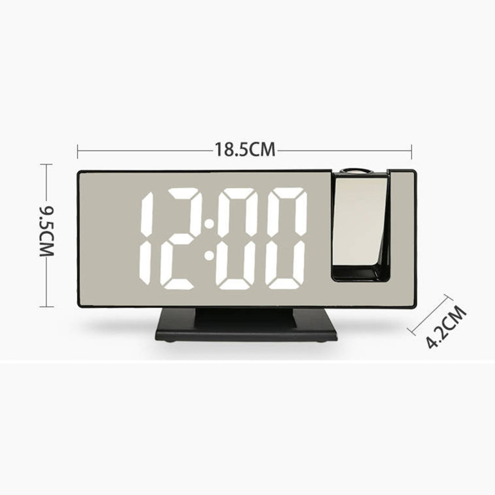 Дзеркальний годинник з проектором часу, DS-3618LP, Чорний / Настільний електронний годинник з будильником і календарем