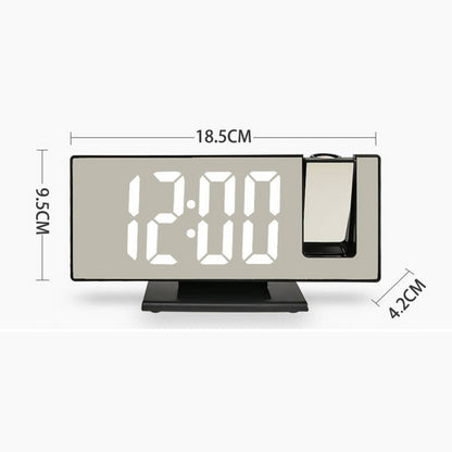 Дзеркальний годинник з проектором часу, DS-3618LP, Чорний / Настільний електронний годинник з будильником і календарем