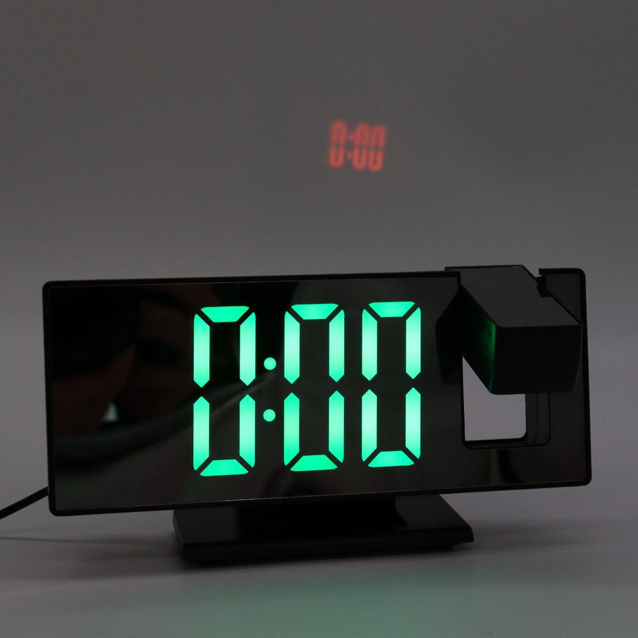 Дзеркальний годинник з проектором часу, DS-3618LP, Чорний / Настільний електронний годинник з будильником і календарем