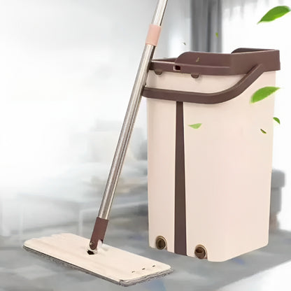 Швабра з відром 11л з автоматичним віджимом + 2 насадки, Cleaning Mop, Коричнева / Швабра ледарка для прибирання будинку