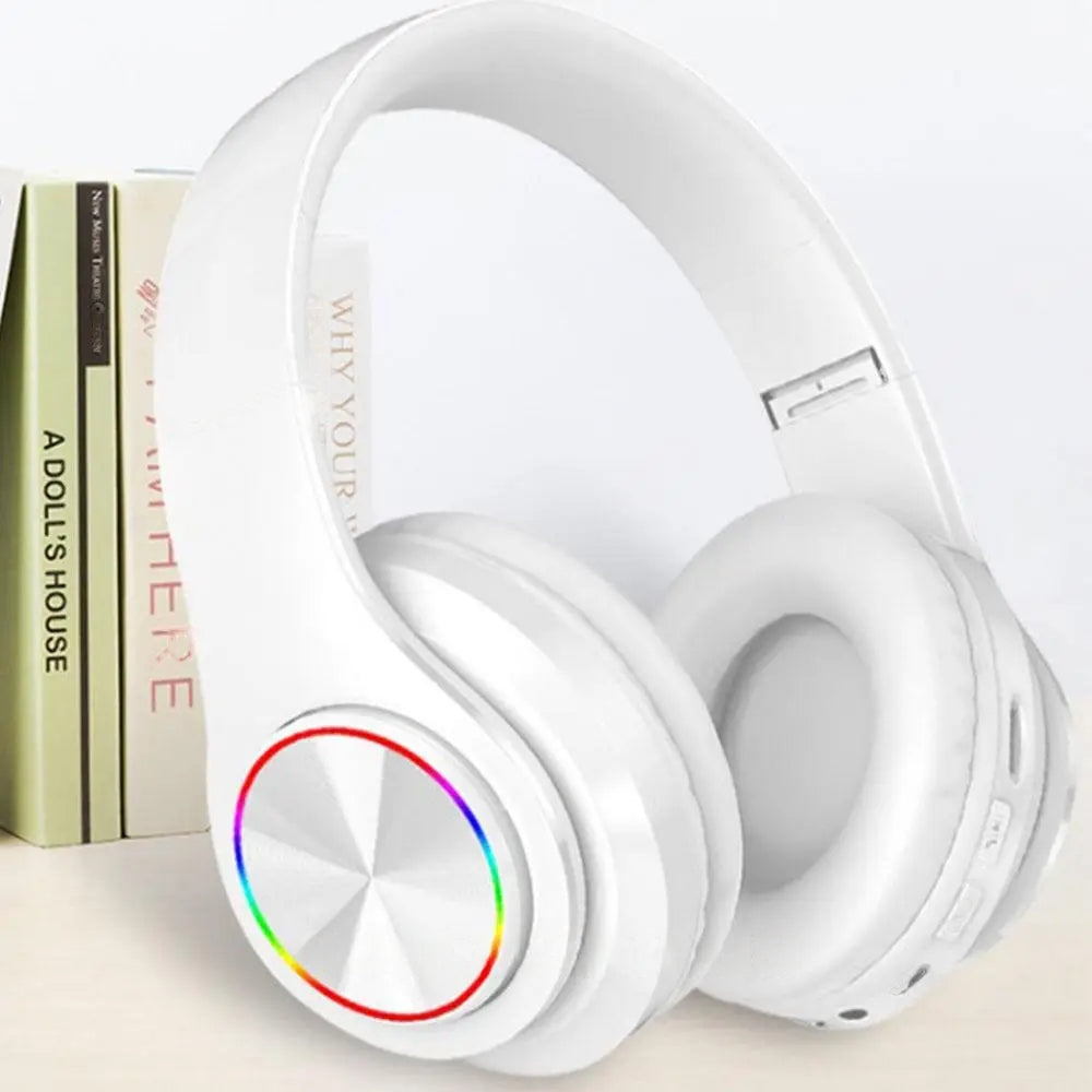 Бездротові навушники B39, з мікрофоном, Білі / Bluetooth навушники з LED підсвічуванням, SD, AUX