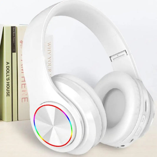 Бездротові навушники B39, з мікрофоном, Білі / Bluetooth навушники з LED підсвічуванням, SD, AUX