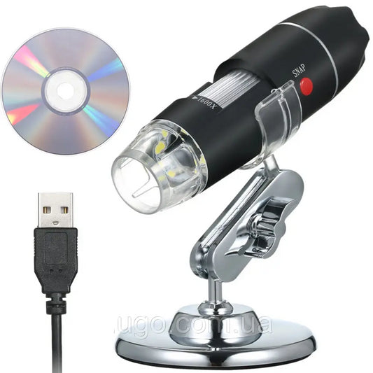 Цифровий мікроскоп на підставці 2MP, 1600x, від USB / Трихоскоп / Електронний мікроскоп для пайки