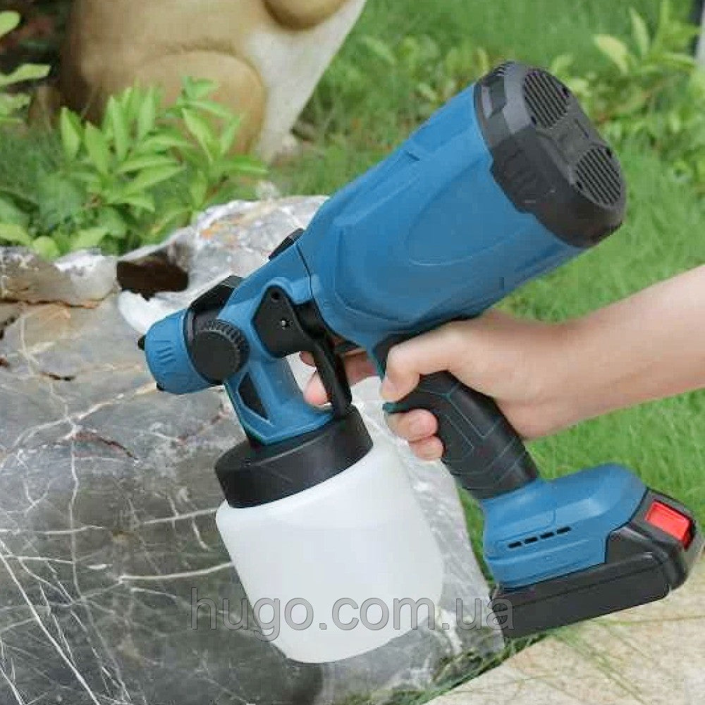 Акумуляторний фарбопульт 800мл + 2 АКБ 48V, KRAFFTEC / Пульверизатор для фарби / Портативний фарбопульт