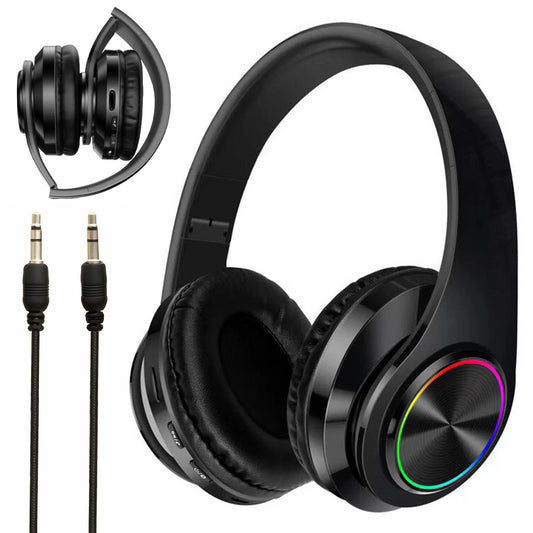 Бездротові навушники B39, з мікрофоном, Чорні / Bluetooth навушники з LED підсвічуванням, SD, AUX