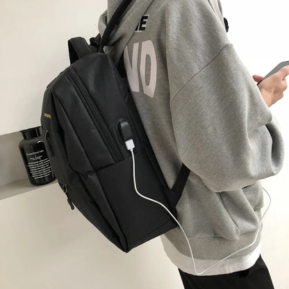 Чоловічий рюкзак 3в1 з сумкою та гаманцем (18л, 42х33х10 см) з USB, Чорний / Шкільний рюкзак