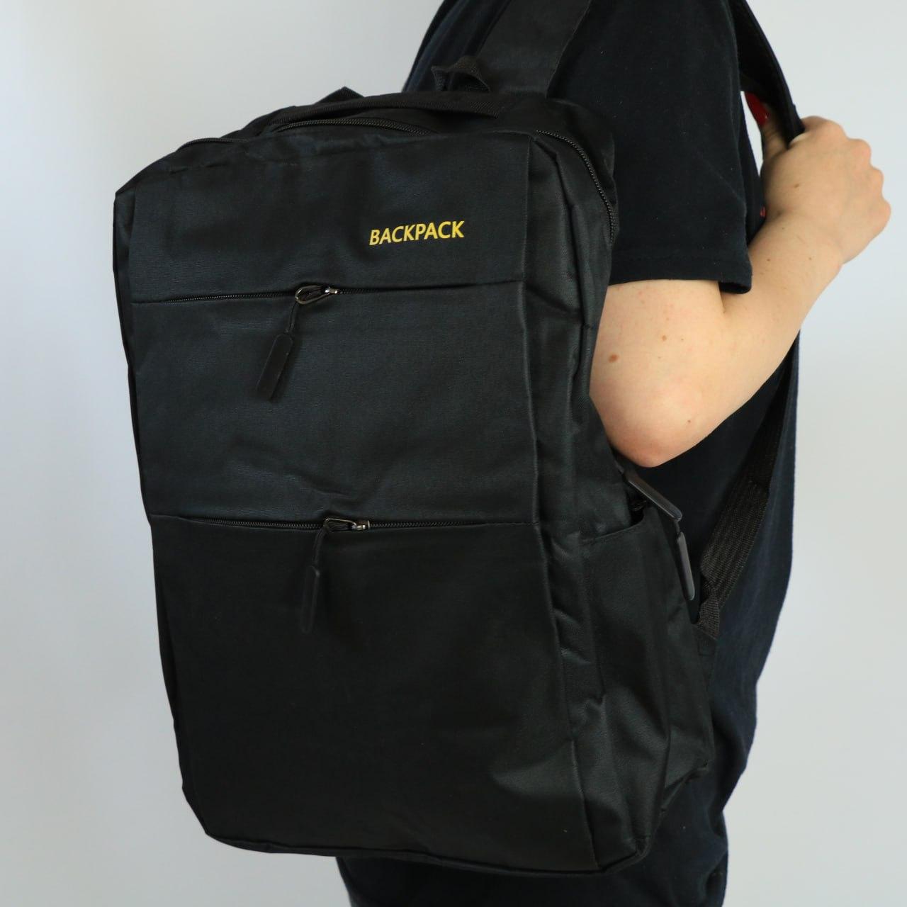 Чоловічий рюкзак 3в1 з сумкою та гаманцем (18л, 42х33х10 см) з USB, Чорний / Шкільний рюкзак