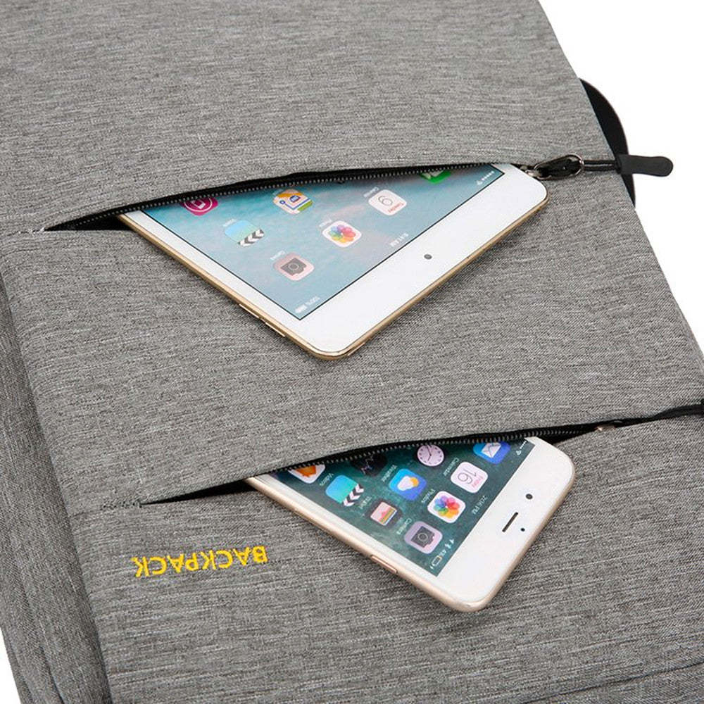 Рюкзак міський, 18л, 42х33х10 см, з сумкою та гаманцем 9018, Сірий / Місткий рюкзак для ноутбука