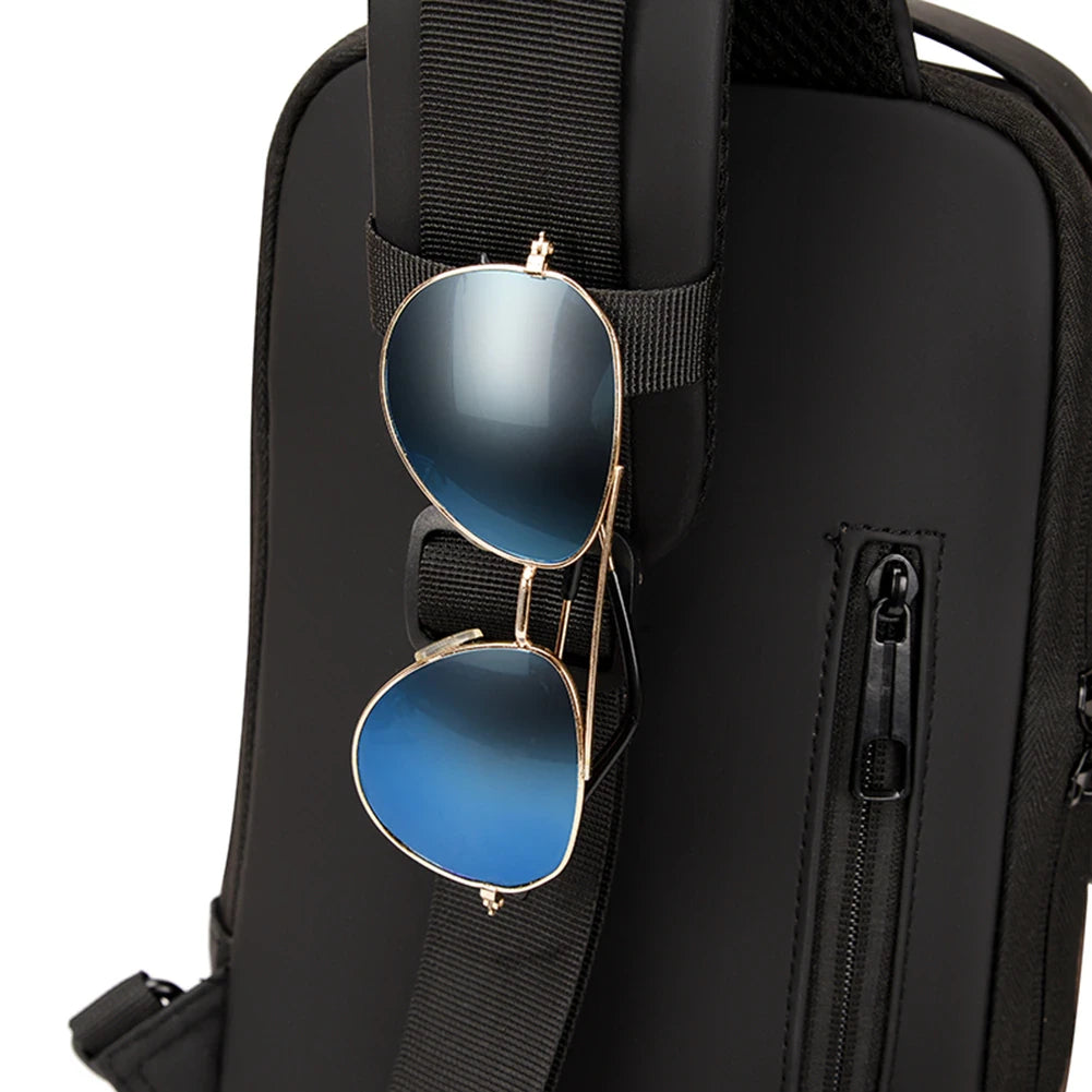 Сумка-рюкзак через плече (31х17см) 6995, з кодовим замком, Синя / Водонепроникна чоловіча сумка