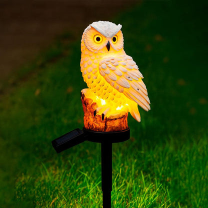 Садовий світильник на сонячній батареї 41см, Сова, Білий / Газонний ліхтар / Вуличний ліхтар для саду