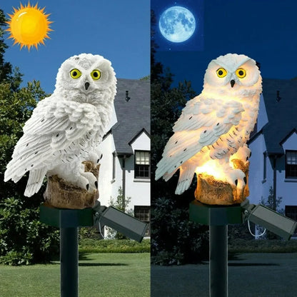 Садовий світильник на сонячній батареї 41см, Сова, Білий / Газонний ліхтар / Вуличний ліхтар для саду