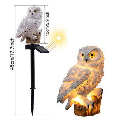 Садовий світильник на сонячній батареї 41см, Сова, Білий / Газонний ліхтар / Вуличний ліхтар для саду