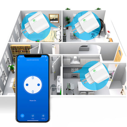 Розумна WiFi розетка 20А з лічильником електроенергії Tuya Smart 4400Вт, Чорна / Розетка з підключенням до телефону