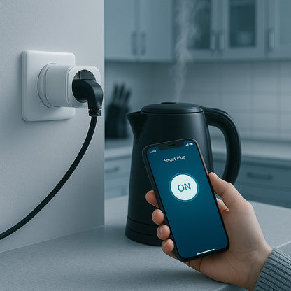 Розумна WiFi розетка 20А з лічильником електроенергії Tuya Smart 4400Вт, Біла / Розетка з підключенням до телефону