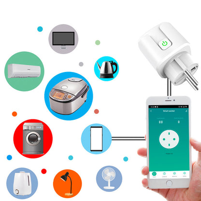 Розумна WiFi розетка 20А з лічильником електроенергії Tuya Smart 4400Вт, Біла / Розетка з підключенням до телефону