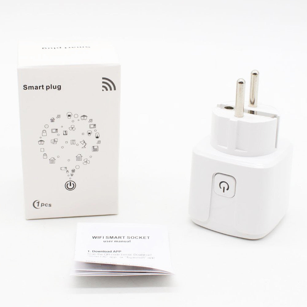 Розумна WiFi розетка 20А з лічильником електроенергії Tuya Smart 4400Вт, Біла / Розетка з підключенням до телефону