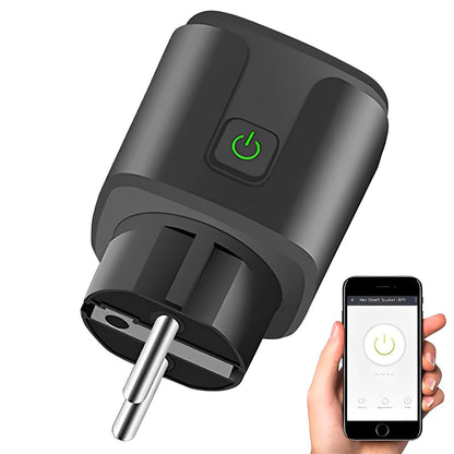 Розумна WiFi розетка 20А з лічильником електроенергії Tuya Smart 4400Вт, Чорна / Розетка з підключенням до телефону