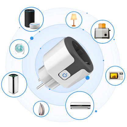 Розумна WiFi розетка 20А з лічильником електроенергії Tuya Smart 4400Вт, Біло-сіра / Розетка з підключенням до телефону