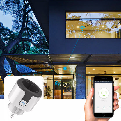 Розумна WiFi розетка 20А з лічильником електроенергії Tuya Smart 4400Вт, Біло-сіра / Розетка з підключенням до телефону