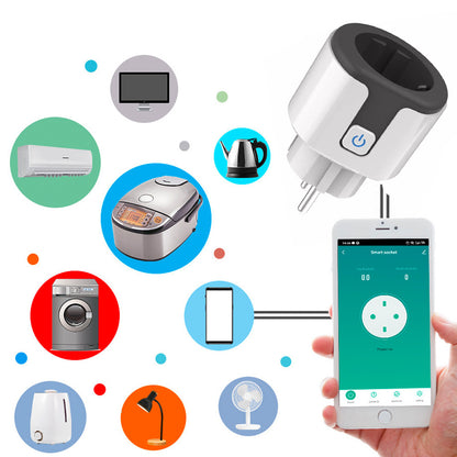 Розумна WiFi розетка 20А з лічильником електроенергії Tuya Smart 4400Вт, Біло-сіра / Розетка з підключенням до телефону