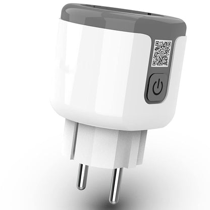 Розумна WiFi розетка 20А з лічильником електроенергії Tuya Smart 4400Вт, Біло-сіра / Розетка з підключенням до телефону