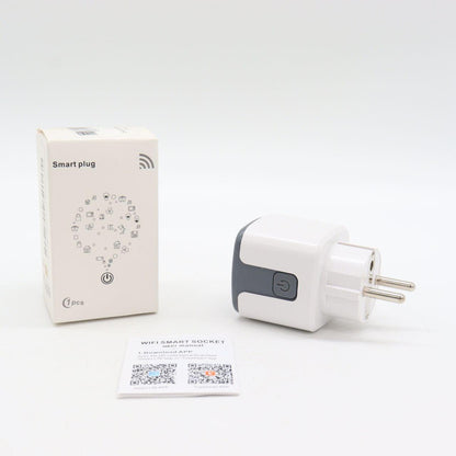 Розумна WiFi розетка 20А з лічильником електроенергії Tuya Smart 4400Вт, Біло-сіра / Розетка з підключенням до телефону