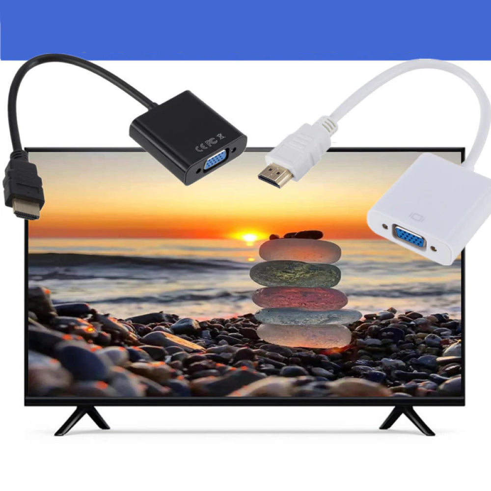 Конвертер HDMI на VGA + аудіовиход, Білий / Адаптер перехідник для монітора / Відеокабель