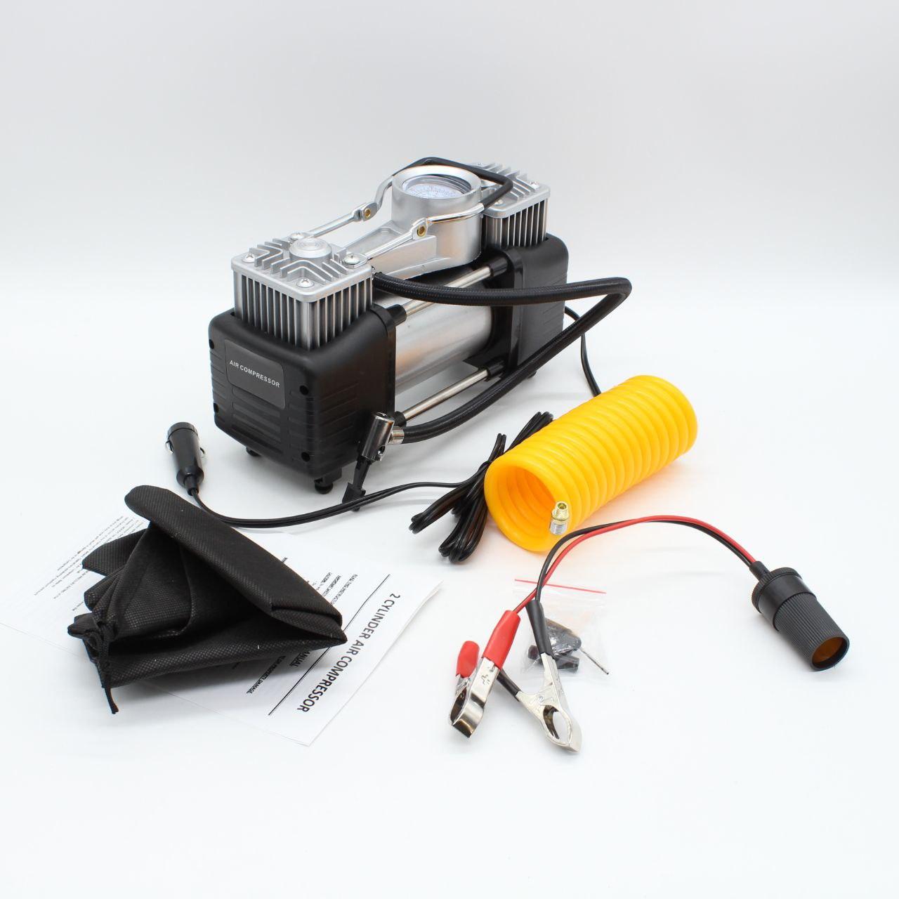 Автомобільний компресор двопоршневий 12V Air Compressor 628-4x4 + сумка / Потужний повітряний насос