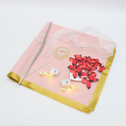 Букет з метеликів з підсвічуванням, від батарейок, Червоний / Букет з метеликами / Подарунок дівчині