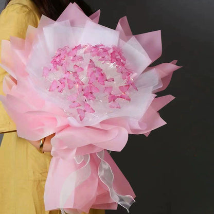 Букет з метеликів з підсвічуванням, від батарейок, Рожевий / Букет з метеликами / Подарунок дівчині