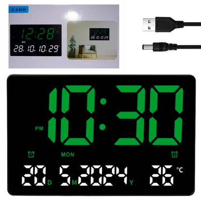 Настінний годинник з термометром (23×16×3cм), від USB, 3308 / Годинник на стіну / Електронний годинник
