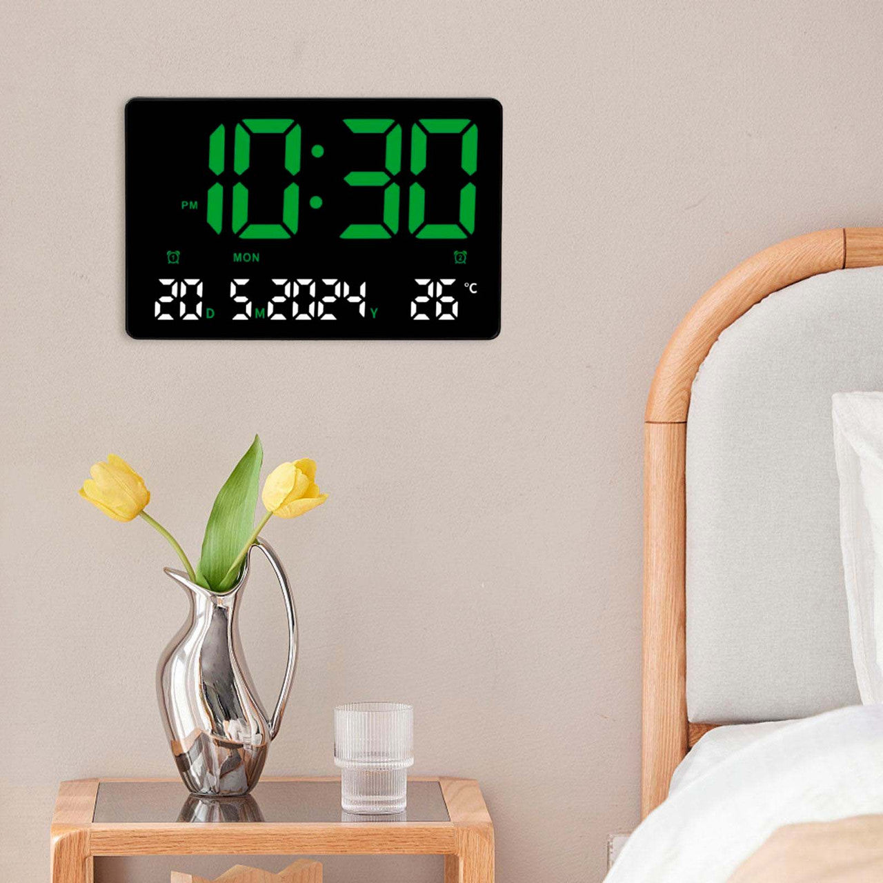 Настінний годинник з термометром (23×16×3cм), від USB, 3308 / Годинник на стіну / Електронний годинник