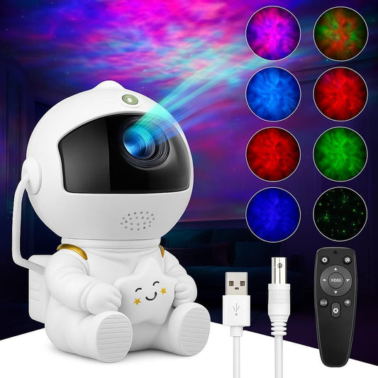 Нічник проектор зоряного неба Космонавт, з USB і пультом / Нічник з проекцією зоряне небо / Нічний світильник Астронавт