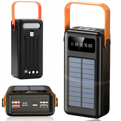Повербанк 50000мАч на сонячній батареї з перехідниками, YM-635CX, Чорний / Зовнішній акумулятор / Павербанк
