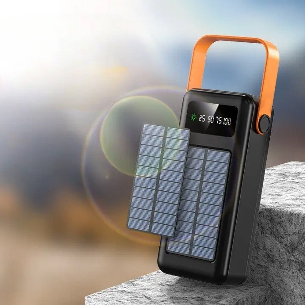 Повербанк 50000мАч на сонячній батареї з перехідниками, YM-635CX, Чорний / Зовнішній акумулятор / Павербанк