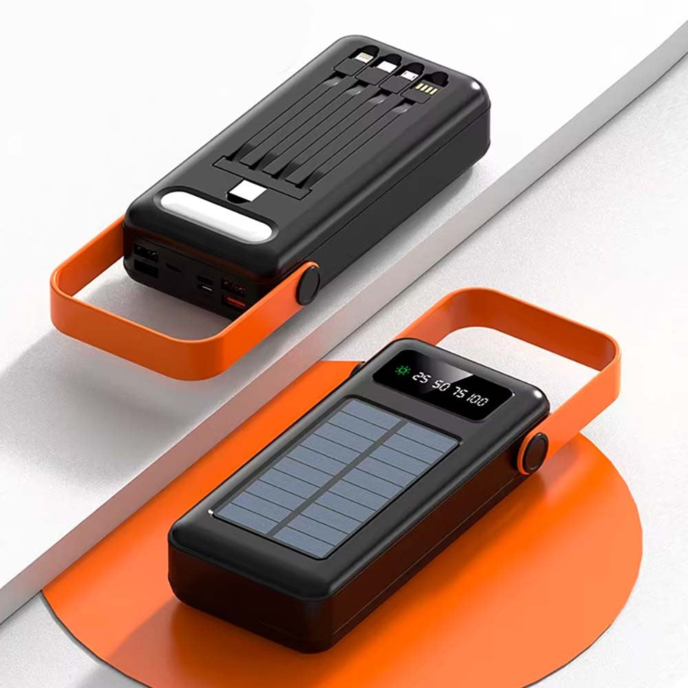 Повербанк 50000мАч на сонячній батареї з перехідниками, YM-635CX, Чорний / Зовнішній акумулятор / Павербанк