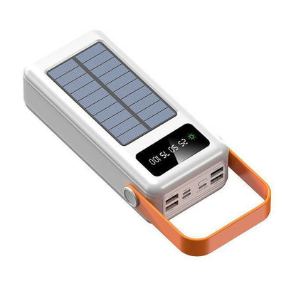 Повербанк 50000 мАг на сонячній батареї з перехідниками, YM-635CX, Білий / Зовнішній акумулятор / Павербанк