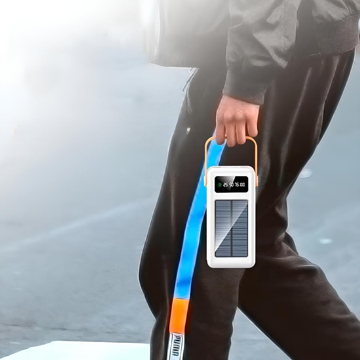 Повербанк 50000 мАг на сонячній батареї з перехідниками, YM-635CX, Білий / Зовнішній акумулятор / Павербанк