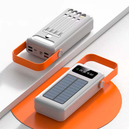 Повербанк 50000 мАг на сонячній батареї з перехідниками, YM-635CX, Білий / Зовнішній акумулятор / Павербанк