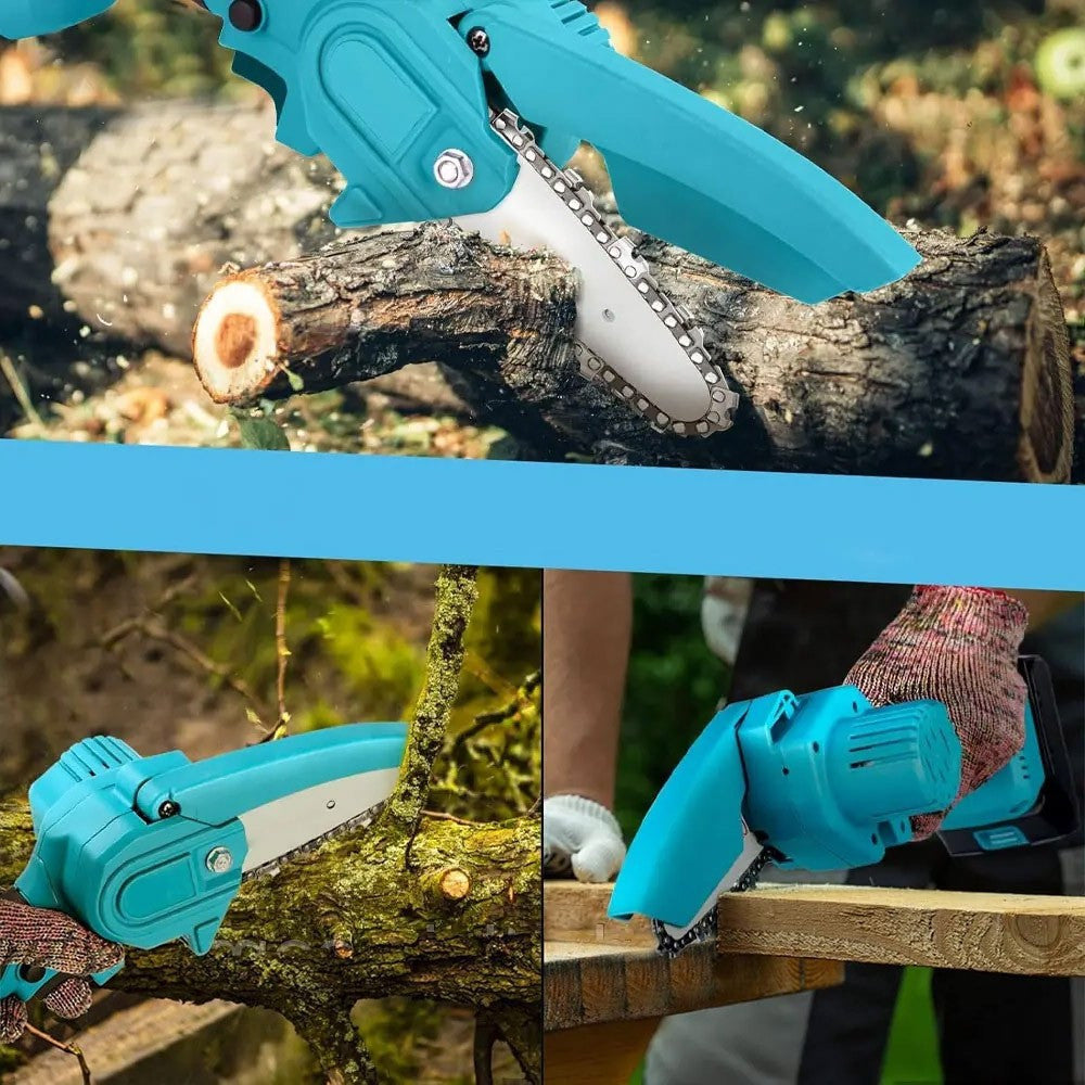 Акумуляторна міні пила 6" + 2 акумулятори 48В, в кейсі / Пила ланцюгова для саду / Електропила на акумуляторі