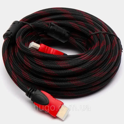Кабель HDMI-HDMI 15м, з посиленою обмоткою / Шнур для телевізора з 2 фільтрами