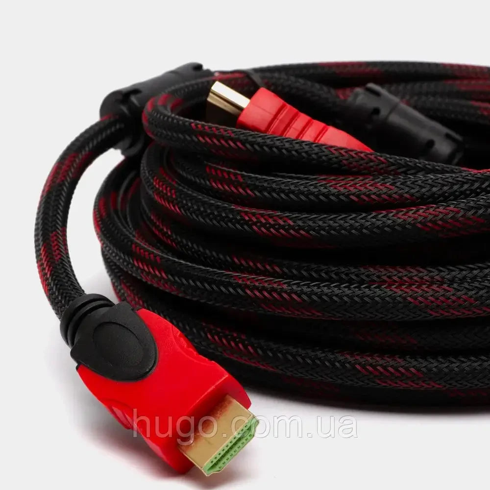 Кабель HDMI-HDMI 15м, з посиленою обмоткою / Шнур для телевізора з 2 фільтрами